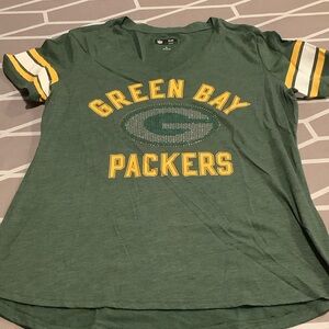 Green Bay Packers Women's Green V-Neck Shirt